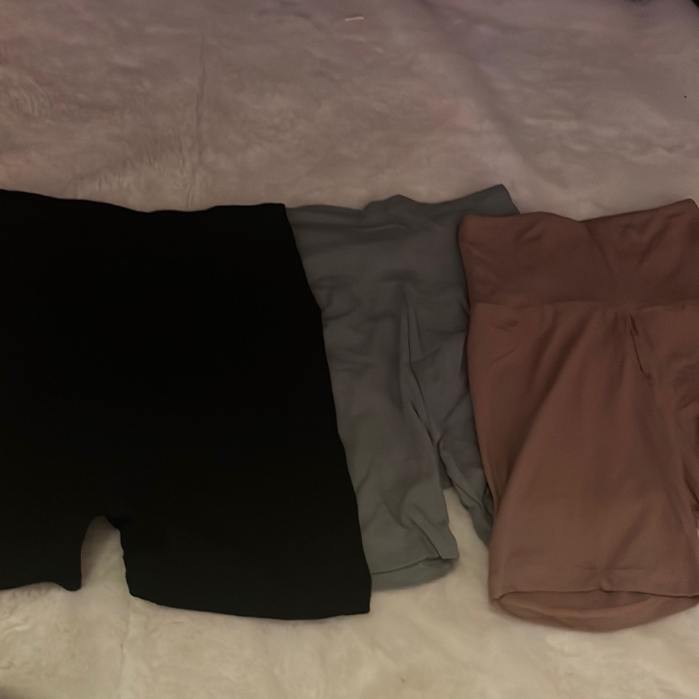 Grey, Pink and black biker shorts